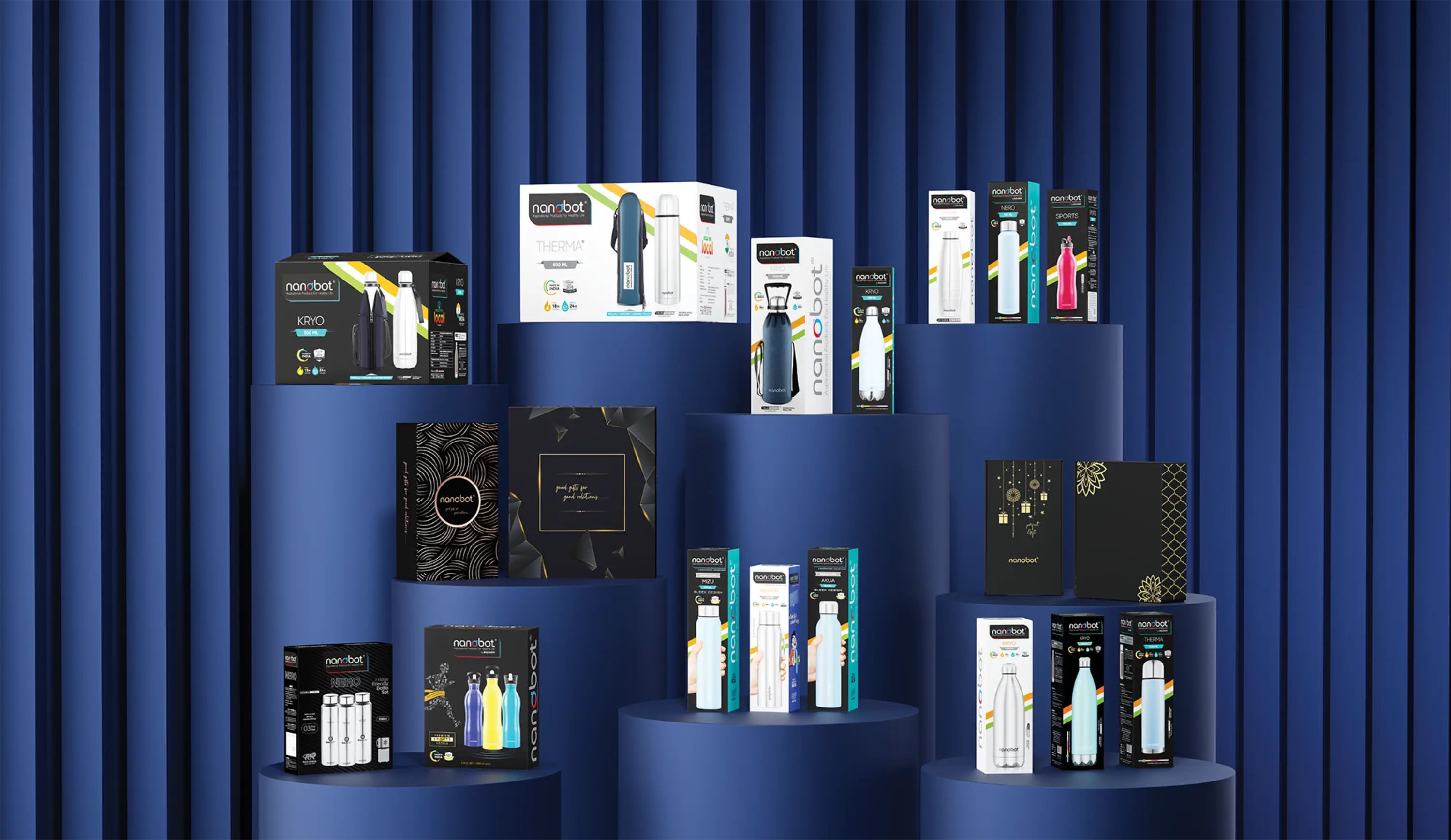 Nanobot gift boxes arranged for a corporate order