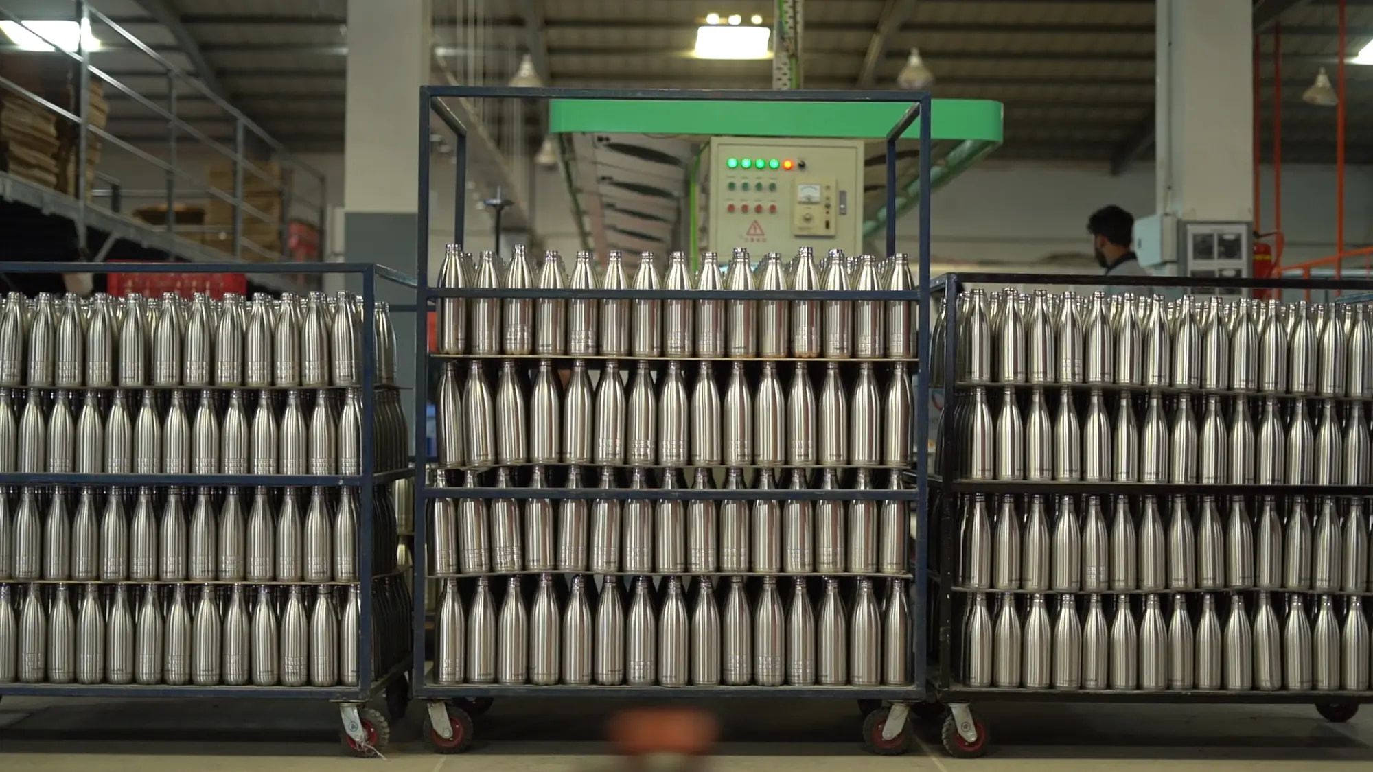 Polished bottle shells awaiting inspection at the Nanobot unit